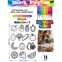 Yıkanabilir Keçeli Kalem ile Boyanan Tişört Ütü Etiketi Meyve ve Sebzeler Serisi Yıkanabilir Keçeli Kalem ile Boyanan Tişört Ütü Etiketi Meyve ve Sebzeler Serisi