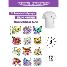 Çiçekte Kelebekler Serisi Ütü ile Yapışan Kıyafet Etiketi 12 Adet Çiçekte Kelebekler Serisi Ütü ile Yapışan Kıyafet Etiketi 12 Adet