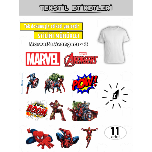 Marvel's Avengers Seri-2 Ütü ile Yapışan Kıyafet Etiketi 11 Adet Marvel's Avengers Seri-2 Ütü ile Yapışan Kıyafet Etiketi 11 Adet