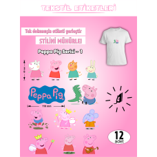 Peppa Pig Serisi -1 Ütü ile Yapışan Kıyafet Etiketi 12 Adet Peppa Pig Serisi -1 Ütü ile Yapışan Kıyafet Etiketi 12 Adet